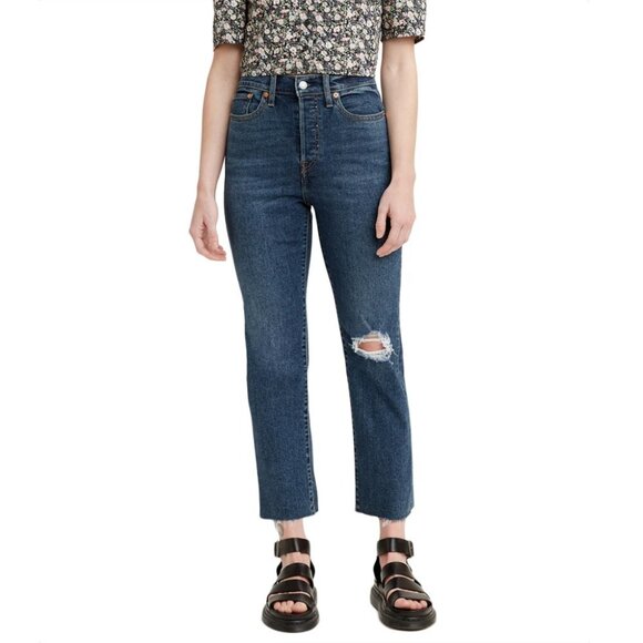 Levi's Denim - Levi's Vintage High Rise Wedgie Straight Leg Crop Distressed Jeans -- 14 Short